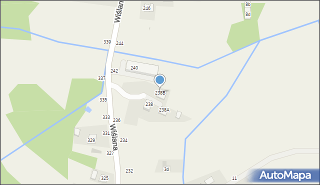 Mokrzyska, Wiślana, 238B, mapa Mokrzyska