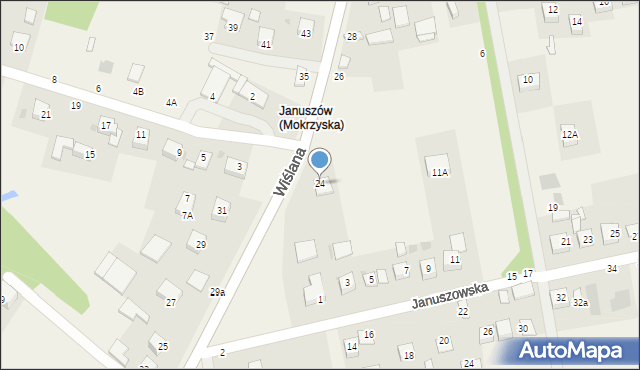 Mokrzyska, Wiślana, 24, mapa Mokrzyska