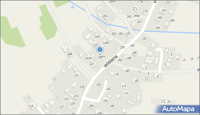 Mokrzyska, Wiślana, 245, mapa Mokrzyska