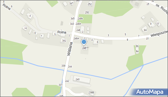 Mokrzyska, Wiślana, 246, mapa Mokrzyska