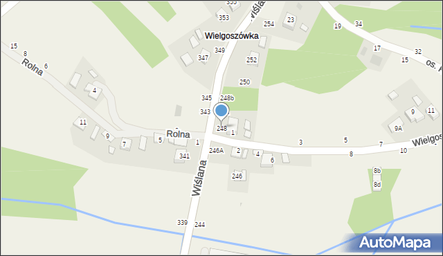 Mokrzyska, Wiślana, 248, mapa Mokrzyska