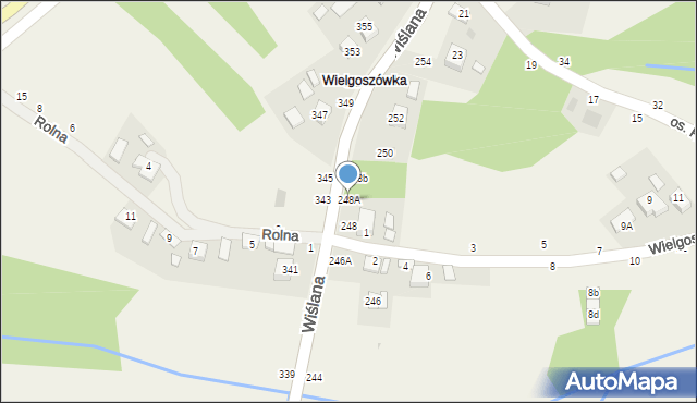 Mokrzyska, Wiślana, 248A, mapa Mokrzyska