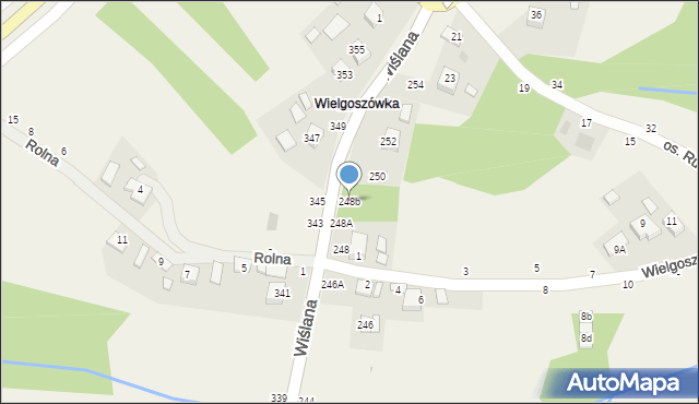 Mokrzyska, Wiślana, 248b, mapa Mokrzyska