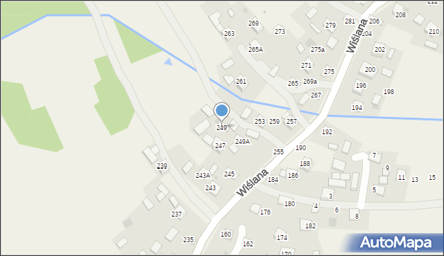 Mokrzyska, Wiślana, 249, mapa Mokrzyska