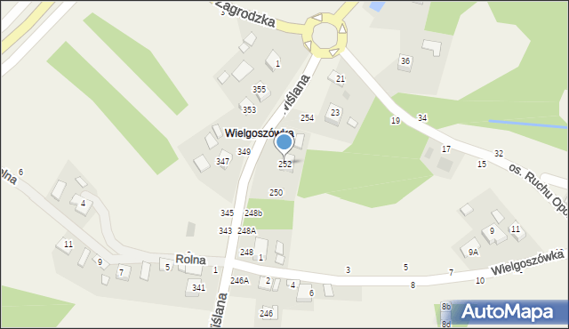 Mokrzyska, Wiślana, 252, mapa Mokrzyska