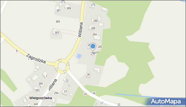 Mokrzyska, Wiślana, 256, mapa Mokrzyska