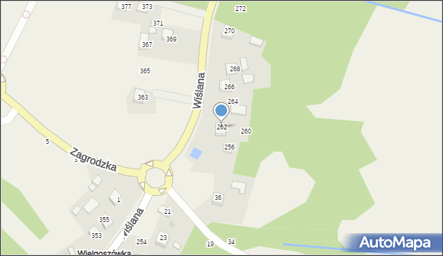 Mokrzyska, Wiślana, 262, mapa Mokrzyska