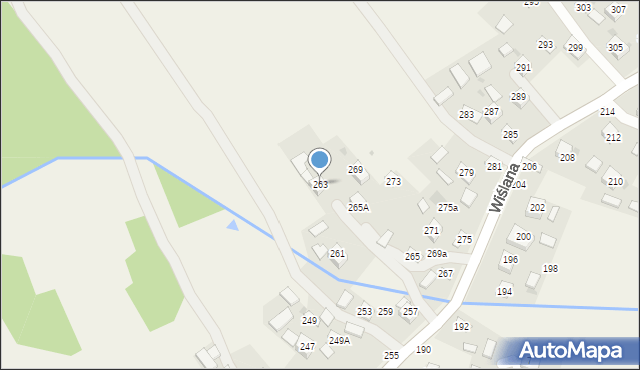 Mokrzyska, Wiślana, 263, mapa Mokrzyska