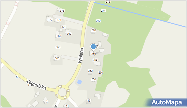 Mokrzyska, Wiślana, 266, mapa Mokrzyska