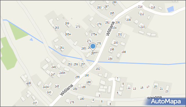 Mokrzyska, Wiślana, 267, mapa Mokrzyska