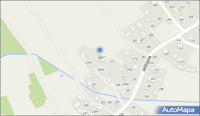 Mokrzyska, Wiślana, 269, mapa Mokrzyska