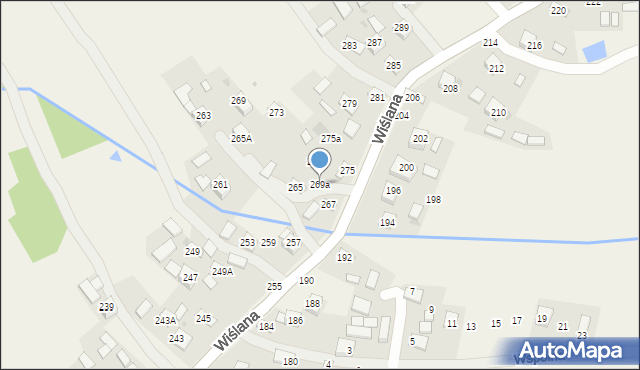 Mokrzyska, Wiślana, 269a, mapa Mokrzyska