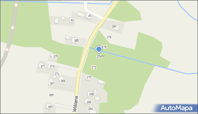 Mokrzyska, Wiślana, 274, mapa Mokrzyska