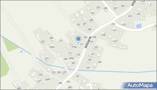 Mokrzyska, Wiślana, 277, mapa Mokrzyska