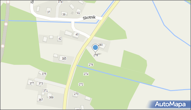 Mokrzyska, Wiślana, 278, mapa Mokrzyska