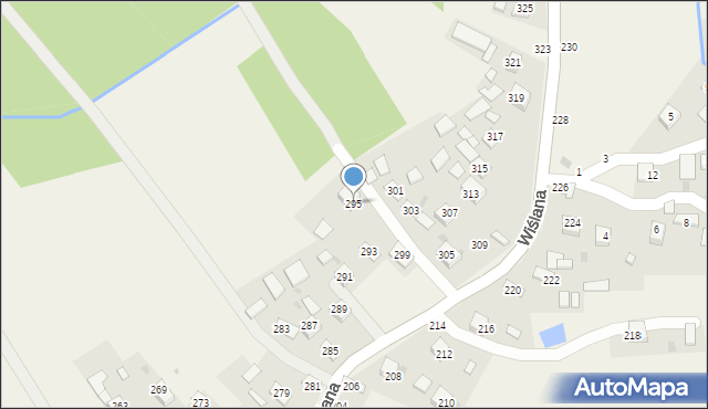 Mokrzyska, Wiślana, 295, mapa Mokrzyska