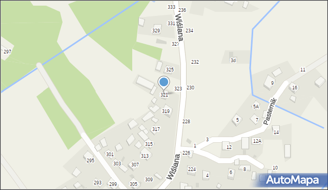 Mokrzyska, Wiślana, 321, mapa Mokrzyska