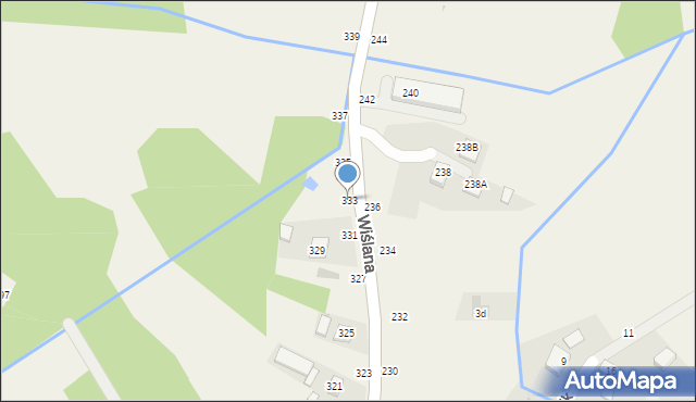 Mokrzyska, Wiślana, 333, mapa Mokrzyska