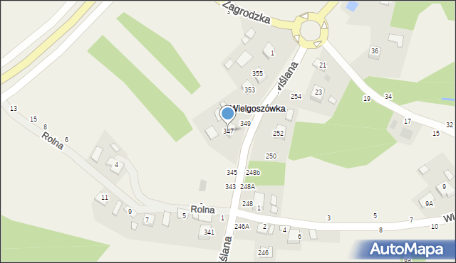 Mokrzyska, Wiślana, 347, mapa Mokrzyska