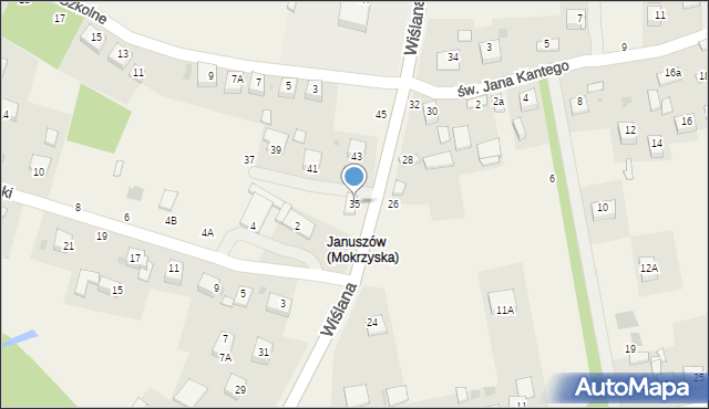Mokrzyska, Wiślana, 35, mapa Mokrzyska