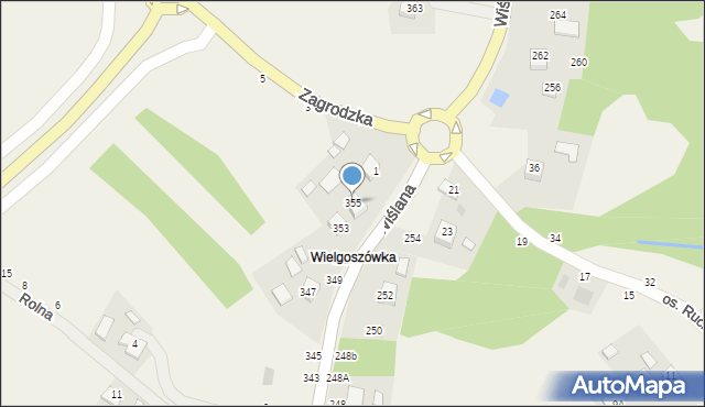 Mokrzyska, Wiślana, 355, mapa Mokrzyska