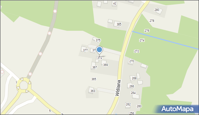 Mokrzyska, Wiślana, 371, mapa Mokrzyska