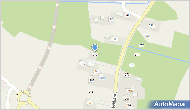 Mokrzyska, Wiślana, 375, mapa Mokrzyska