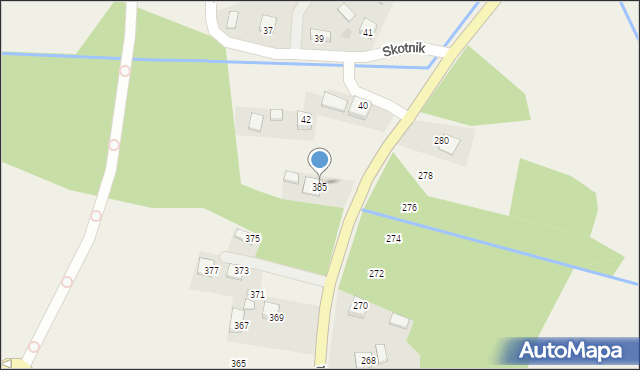 Mokrzyska, Wiślana, 385, mapa Mokrzyska