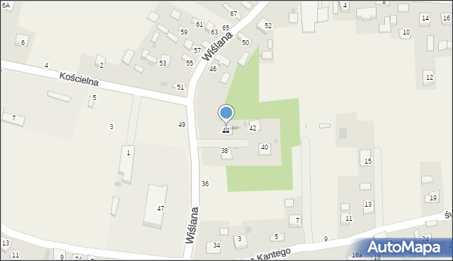 Mokrzyska, Wiślana, 44, mapa Mokrzyska