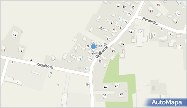 Mokrzyska, Wiślana, 57, mapa Mokrzyska