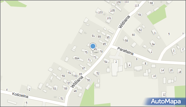 Mokrzyska, Wiślana, 77, mapa Mokrzyska