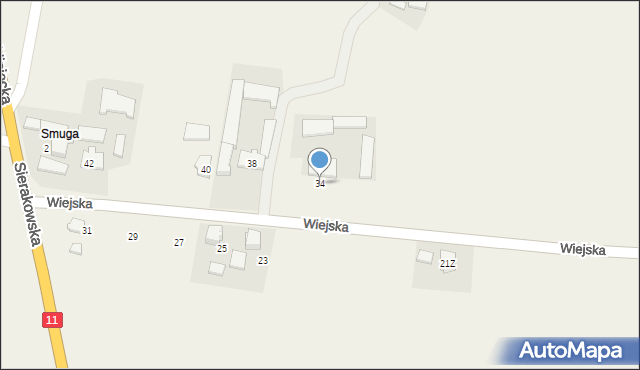 Molna, Wiejska, 34, mapa Molna