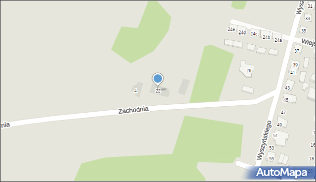 Mońki, Wiejska, 22, mapa Mońki