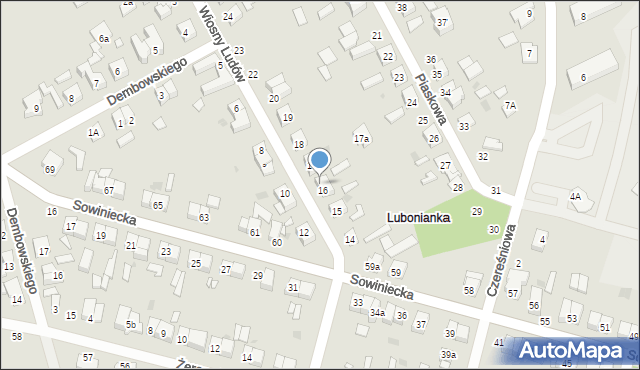 Mosina, Wiosny Ludów, 16a, mapa Mosina