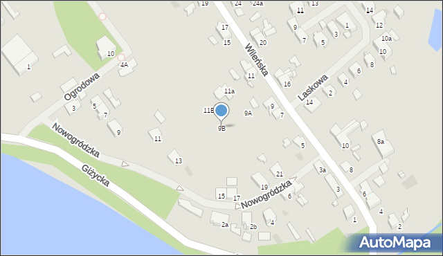 Mrągowo, Wileńska, 9B, mapa Mrągowo