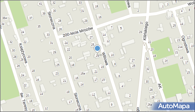 Mrozy, Willowa, 23, mapa Mrozy