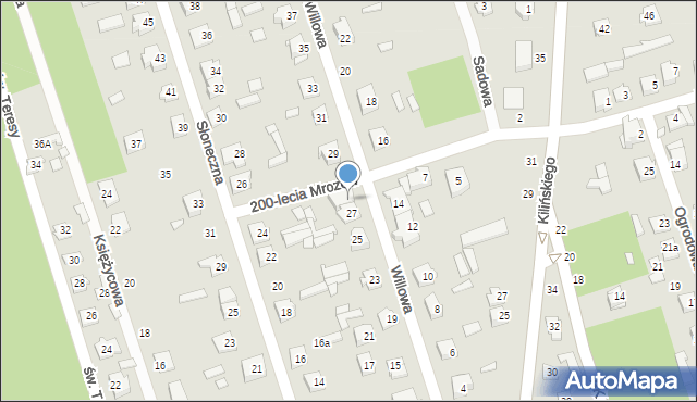 Mrozy, Willowa, 27A, mapa Mrozy