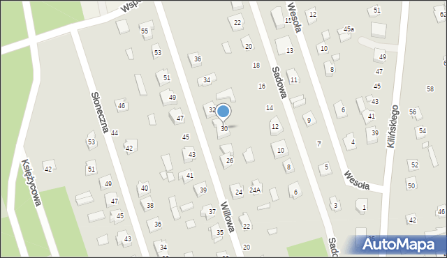 Mrozy, Willowa, 30, mapa Mrozy