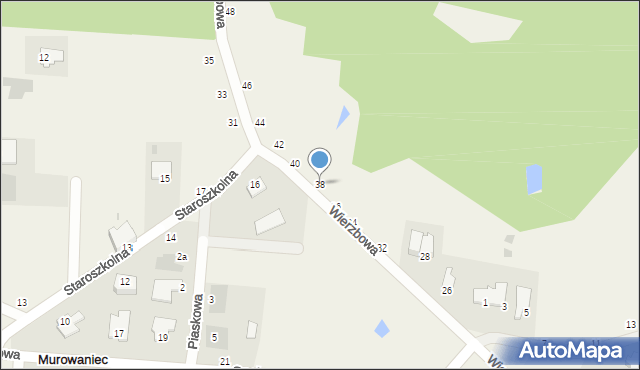 Murowaniec, Wierzbowa, 38, mapa Murowaniec