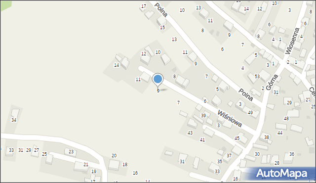 Myślachowice, Wiśniowa, 9, mapa Myślachowice