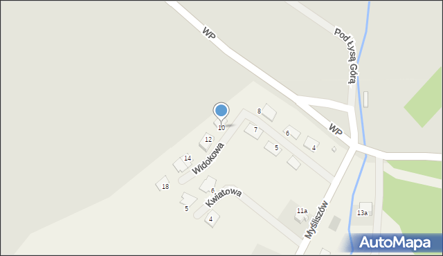 Myśliszów, Widokowa, 10, mapa Myśliszów