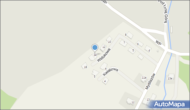 Myśliszów, Widokowa, 14, mapa Myśliszów