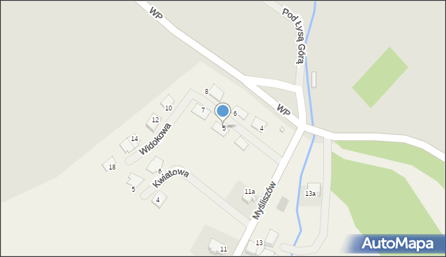 Myśliszów, Widokowa, 5, mapa Myśliszów