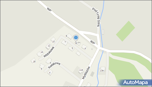 Myśliszów, Widokowa, 6, mapa Myśliszów