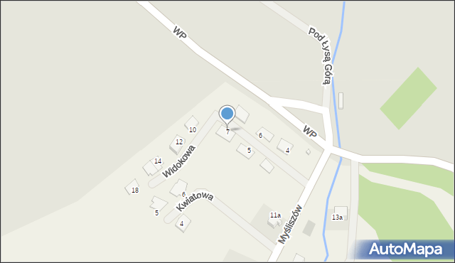 Myśliszów, Widokowa, 7, mapa Myśliszów