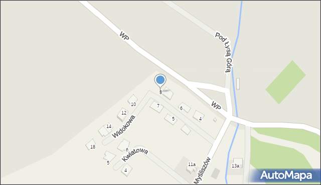 Myśliszów, Widokowa, 8, mapa Myśliszów