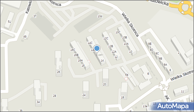 Mysłowice, Wielka Skotnica, 14A, mapa Mysłowice