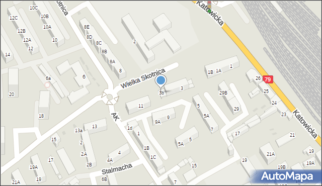 Mysłowice, Wielka Skotnica, 3b, mapa Mysłowice