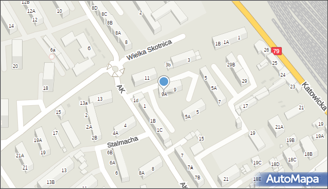 Mysłowice, Wielka Skotnica, 9A, mapa Mysłowice