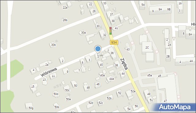 Mysłowice, Wiśniowa, 1, mapa Mysłowice
